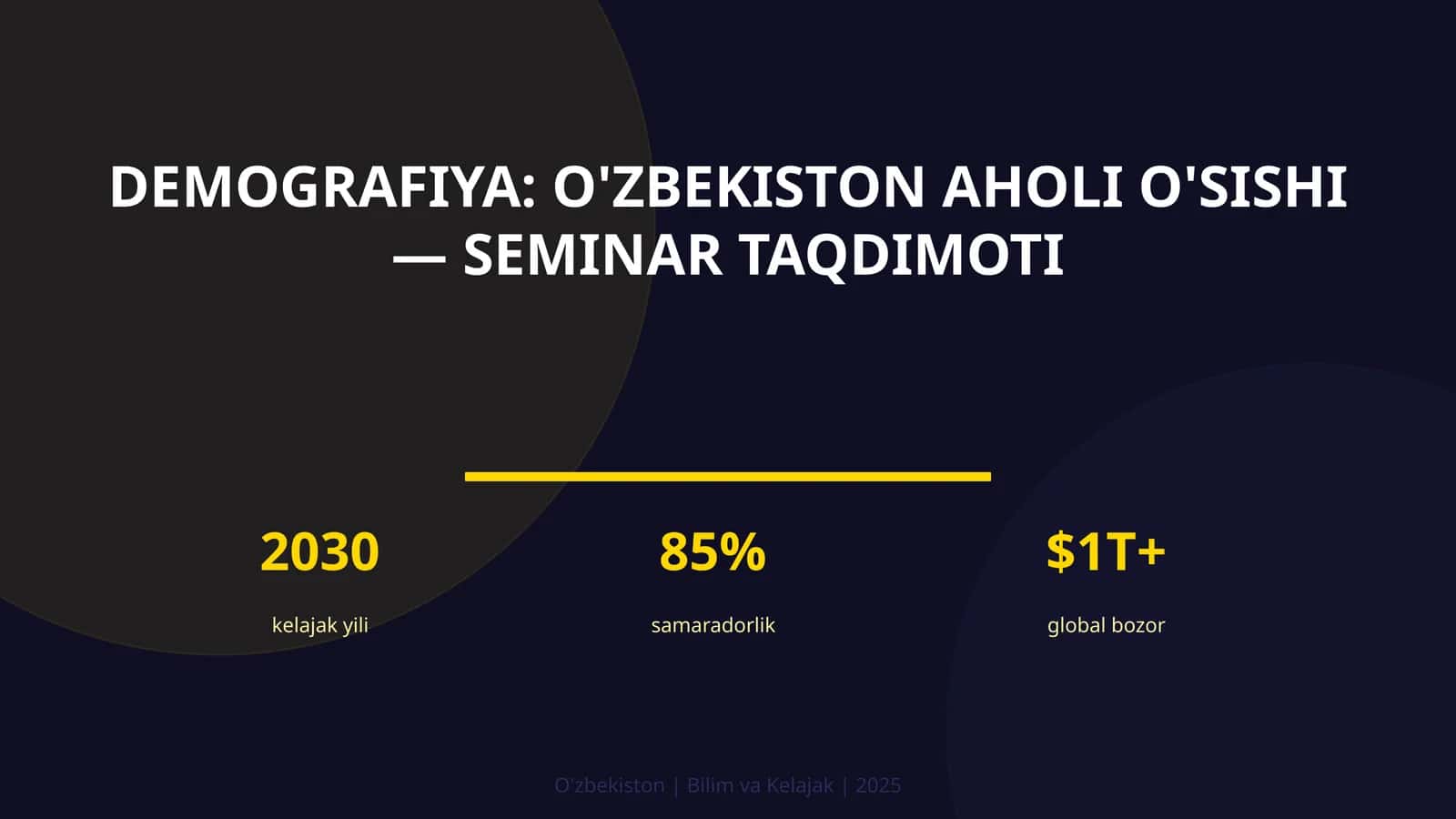 DEMOGRAFIYA: O'ZBEKISTON AHOLI O'SISHI — SEMINAR TAQDIMOTI 1