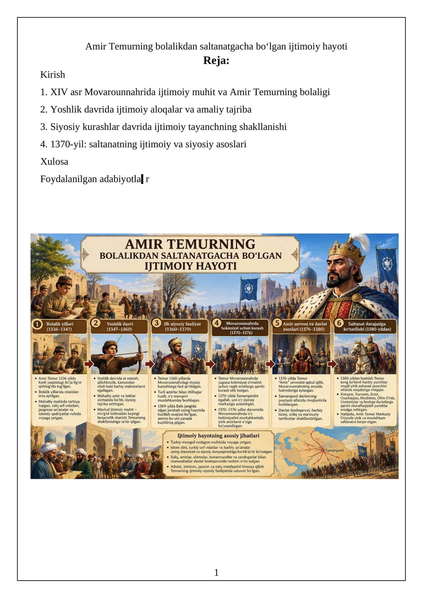 Amir Temurning bolalikdan saltanatgacha bo‘lgan ijtimoiy hayoti 1