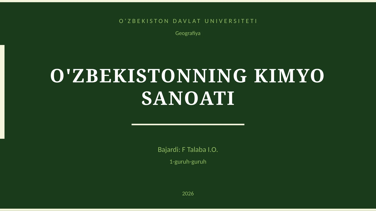 O'ZBEKISTONNING KIMYO SANOATI 1
