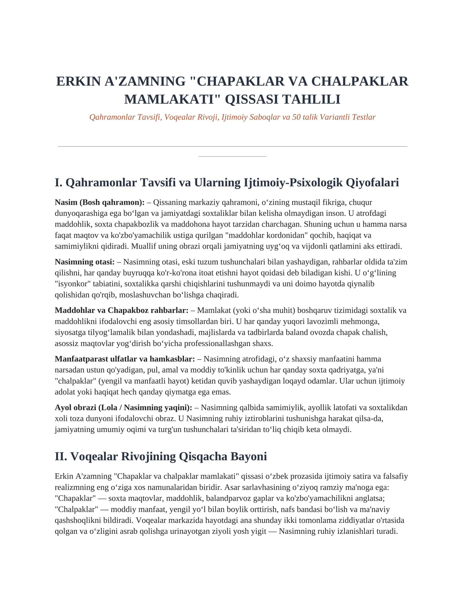 "CHAPAKLAR VA CHALPAKLAR MAMLAKATI" QISSASI TAHLILI 1