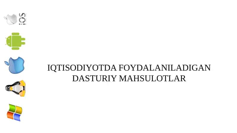 Iqtisodiyotda foydalaniladigan dasturiy mahsulotlar 1