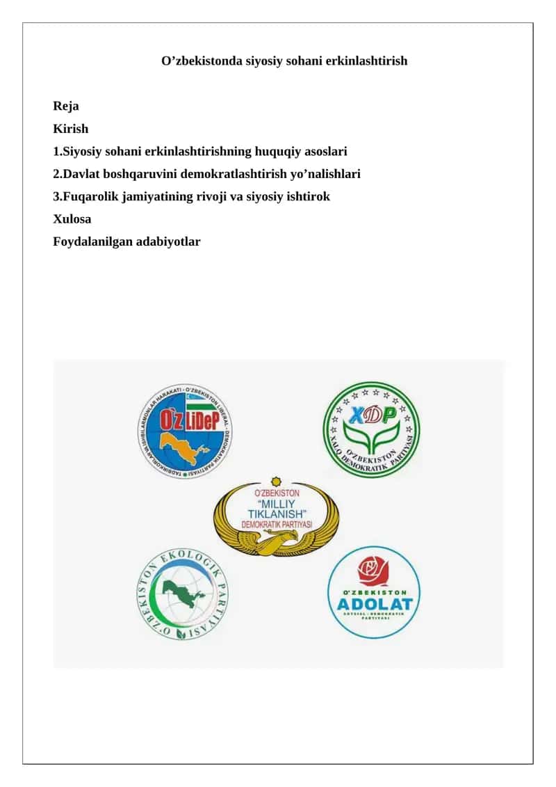 Davlat boshqaruvini demokratlashtirish yo’nalishlari 1