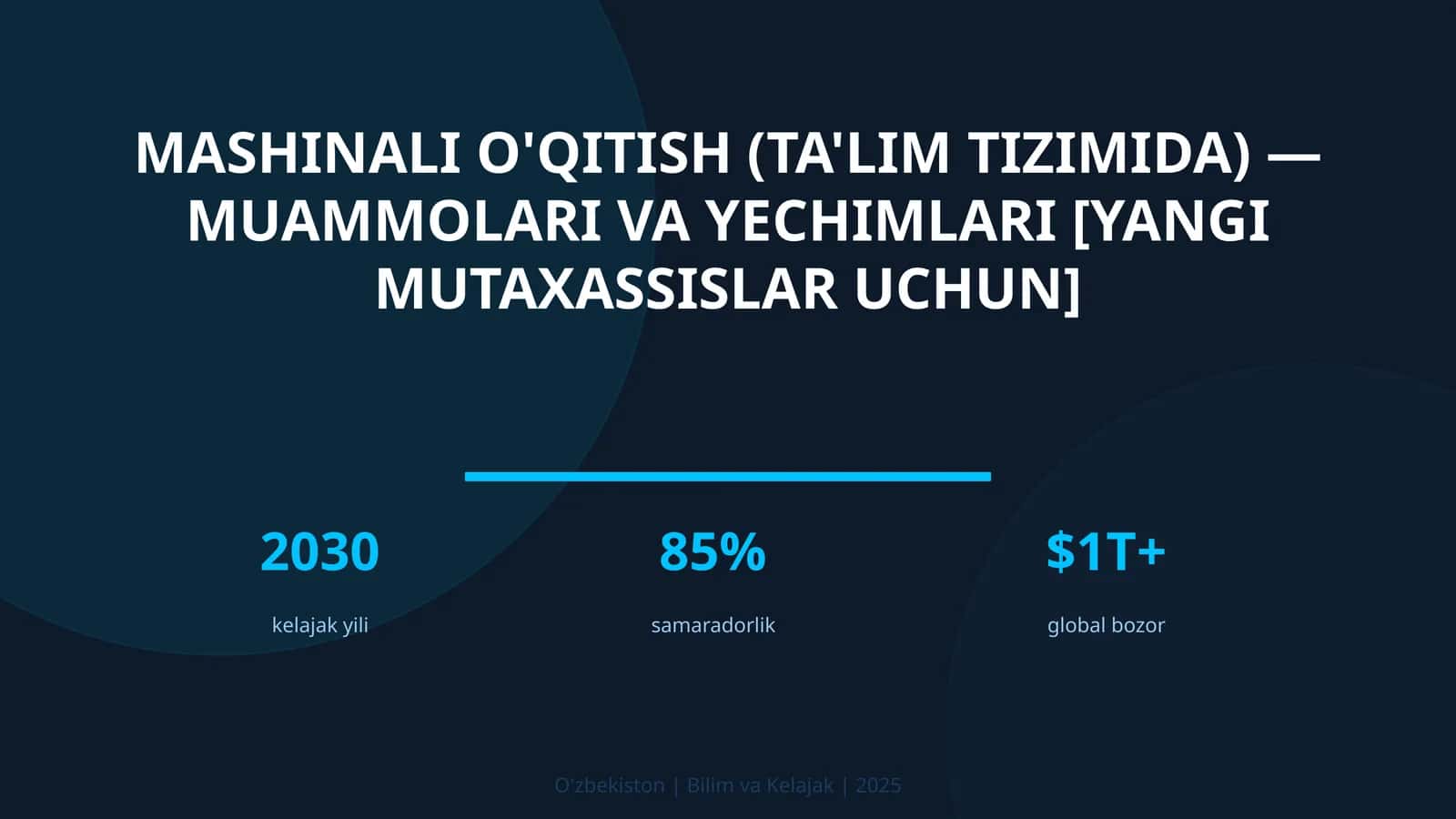 Mashinali o'qitish (ta'lim tizimida) — muammolari va yechimlari [yangi mutaxassislar uchun] 1