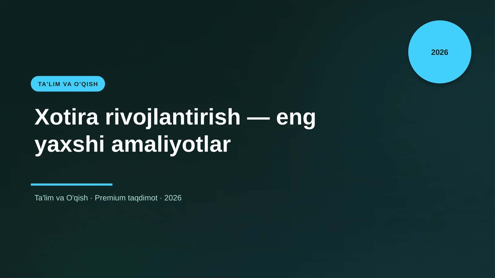 Xotira rivojlantirish — eng yaxshi amaliyotlar 1