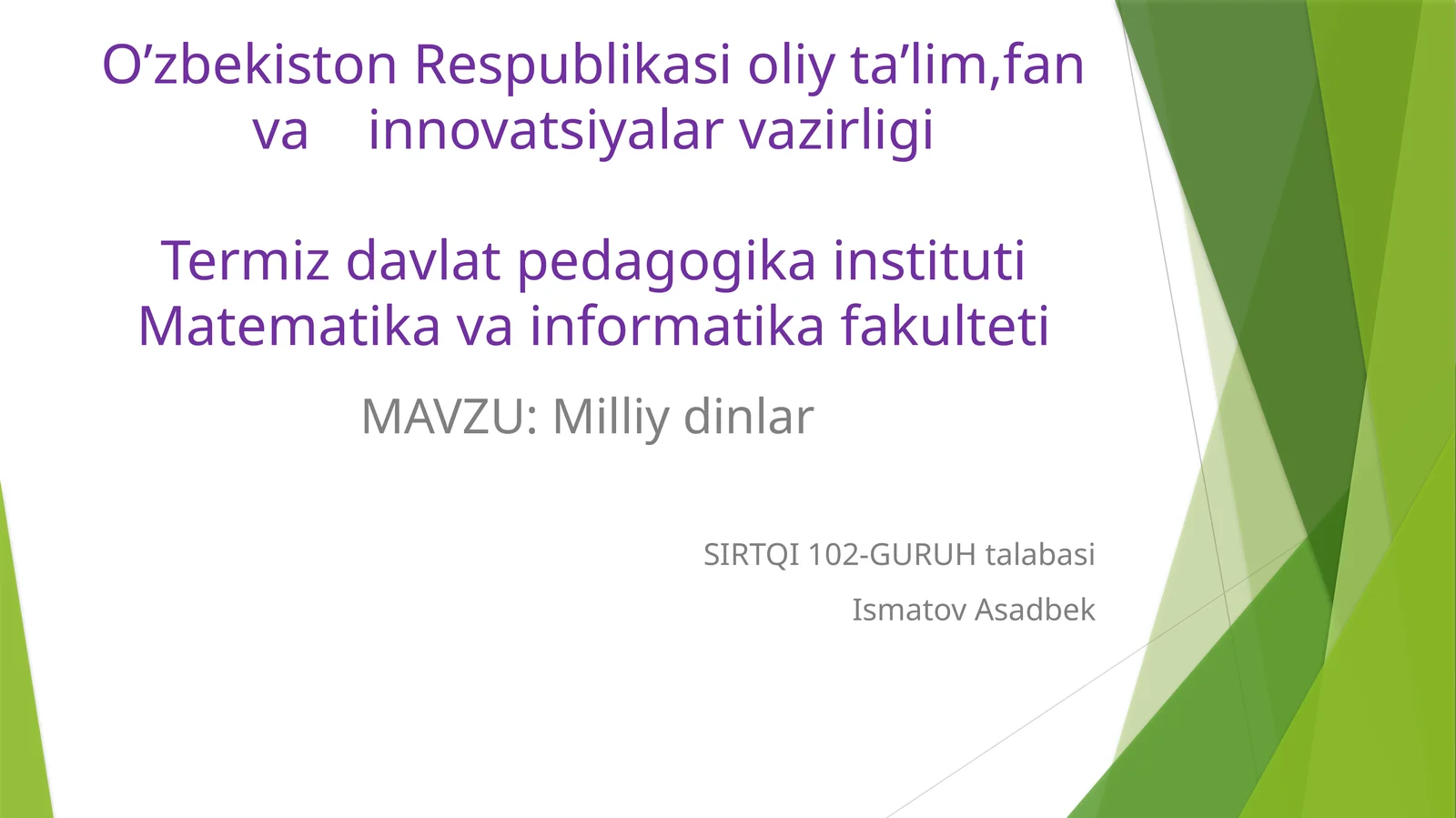 Milliy  dinlar 1