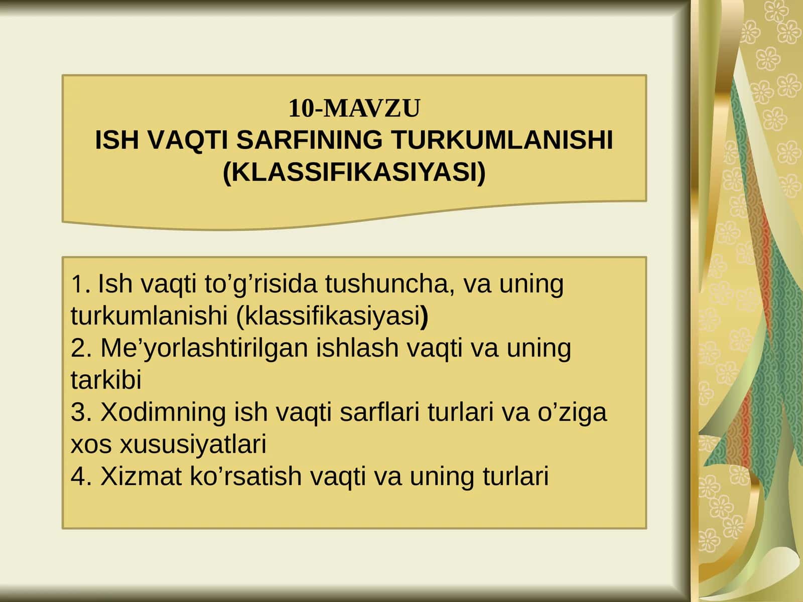 10-MAVZUISH VАQTI SАRFINING TURKUMLАNISHI(KLАSSIFIKАSIYASI) 1