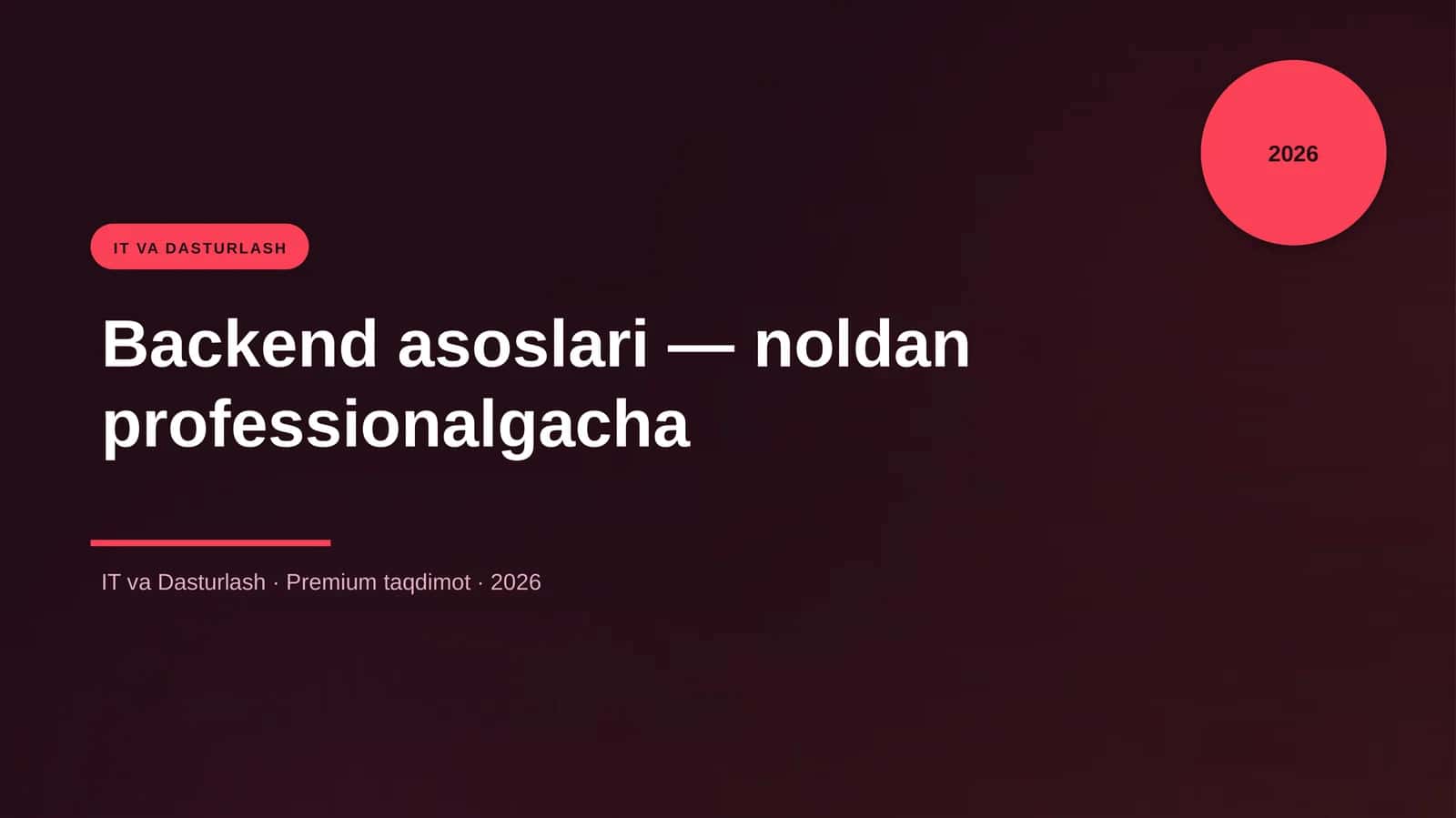 Backend asoslari — noldan professionalgacha 1
