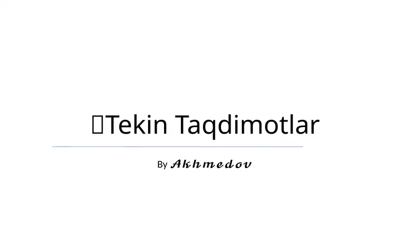 Tekin Taqdimotlar 1