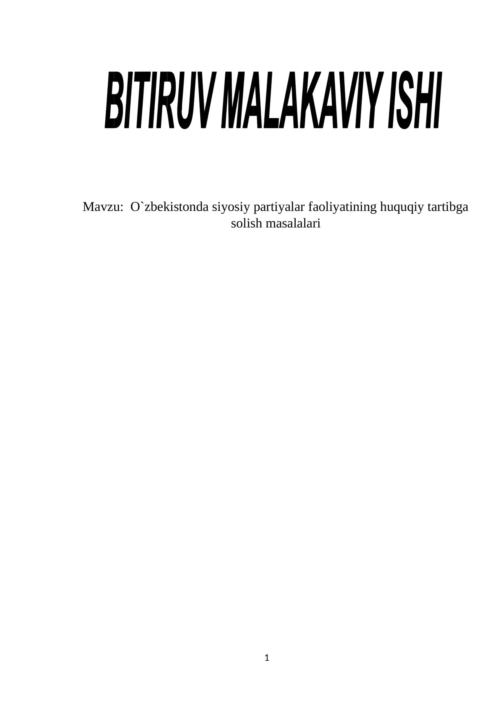 O`zbekistonda siyosiy partiyalar faoliyatining huquqiy tartibga solish masalalari 1