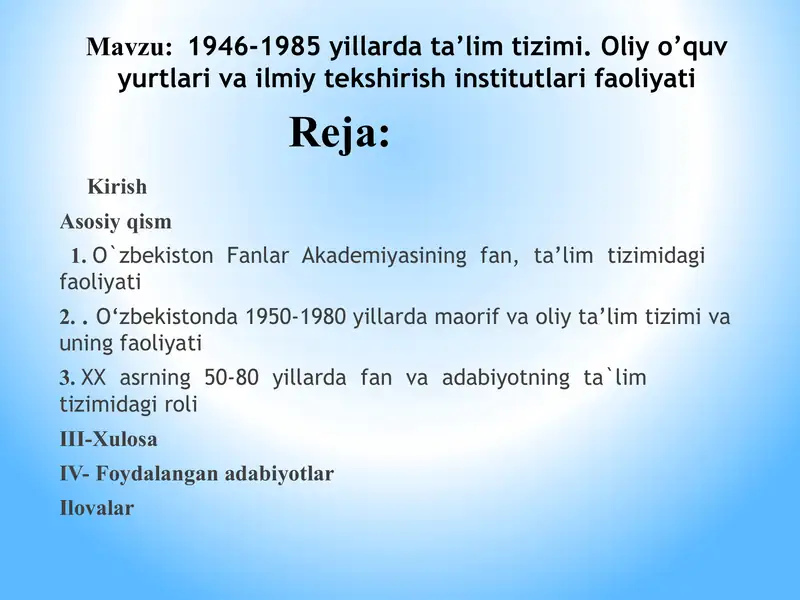 1946-1985 yillarda ta’lim tizimi 1