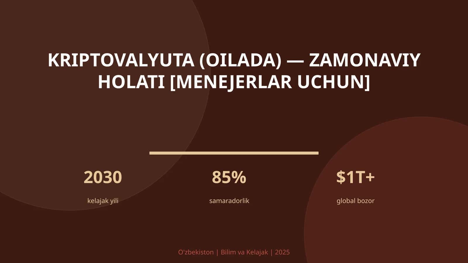 KRIPTOVALYUTA (OILADA) — ZAMONAVIY HOLATI [MENEJERLAR UCHUN] 1