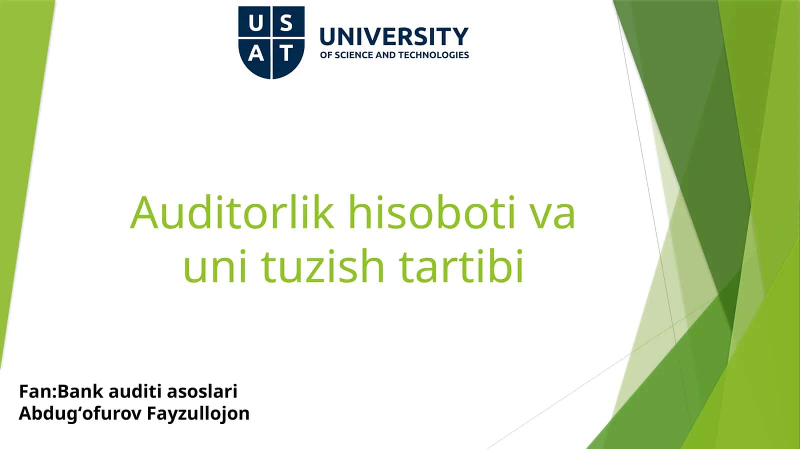 Auditorlik hisoboti va uni tuzish tartibi 1