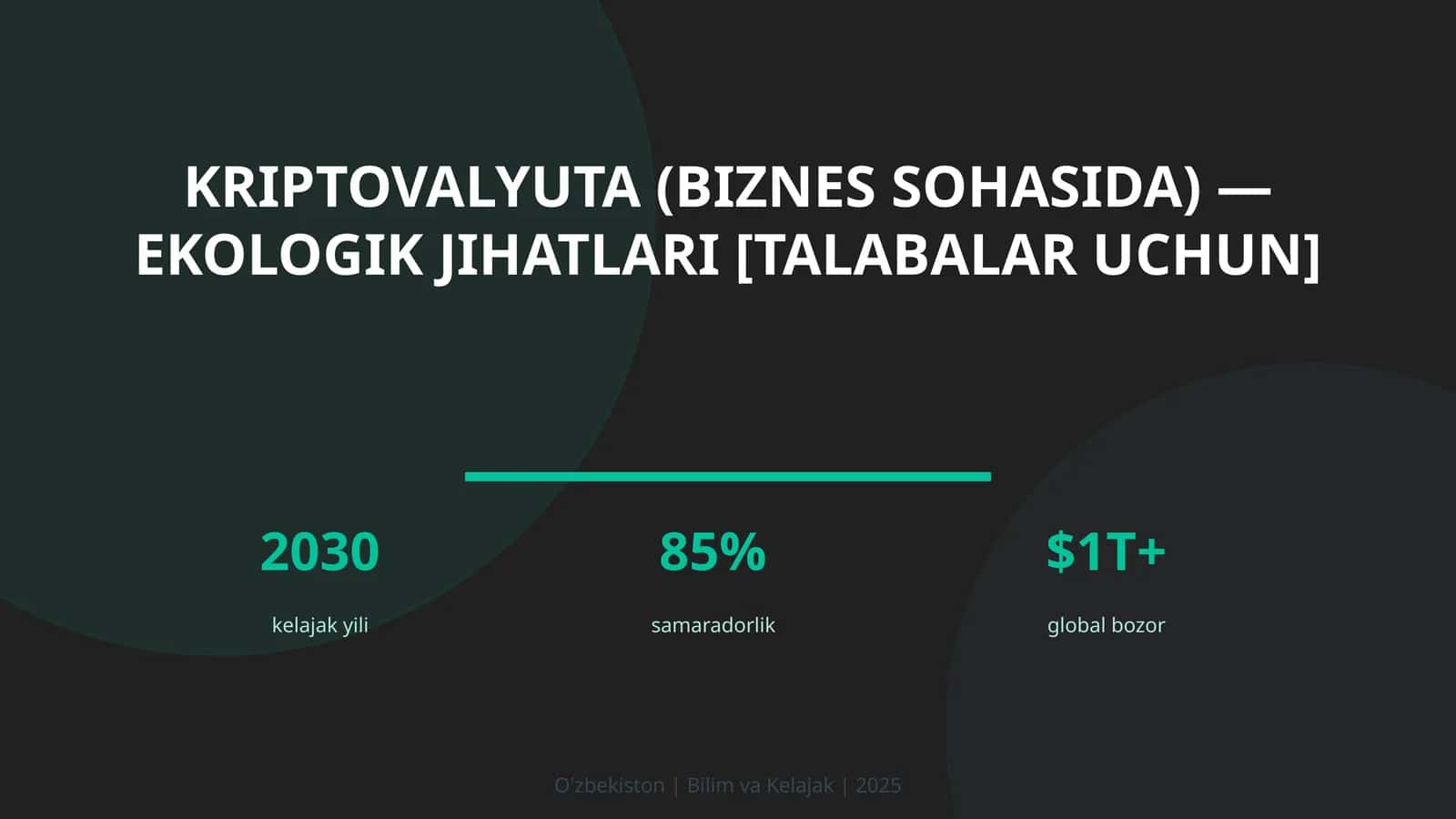 Kriptovalyuta (biznes sohasida) — ekologik jihatlari [talabalar uchun] 1
