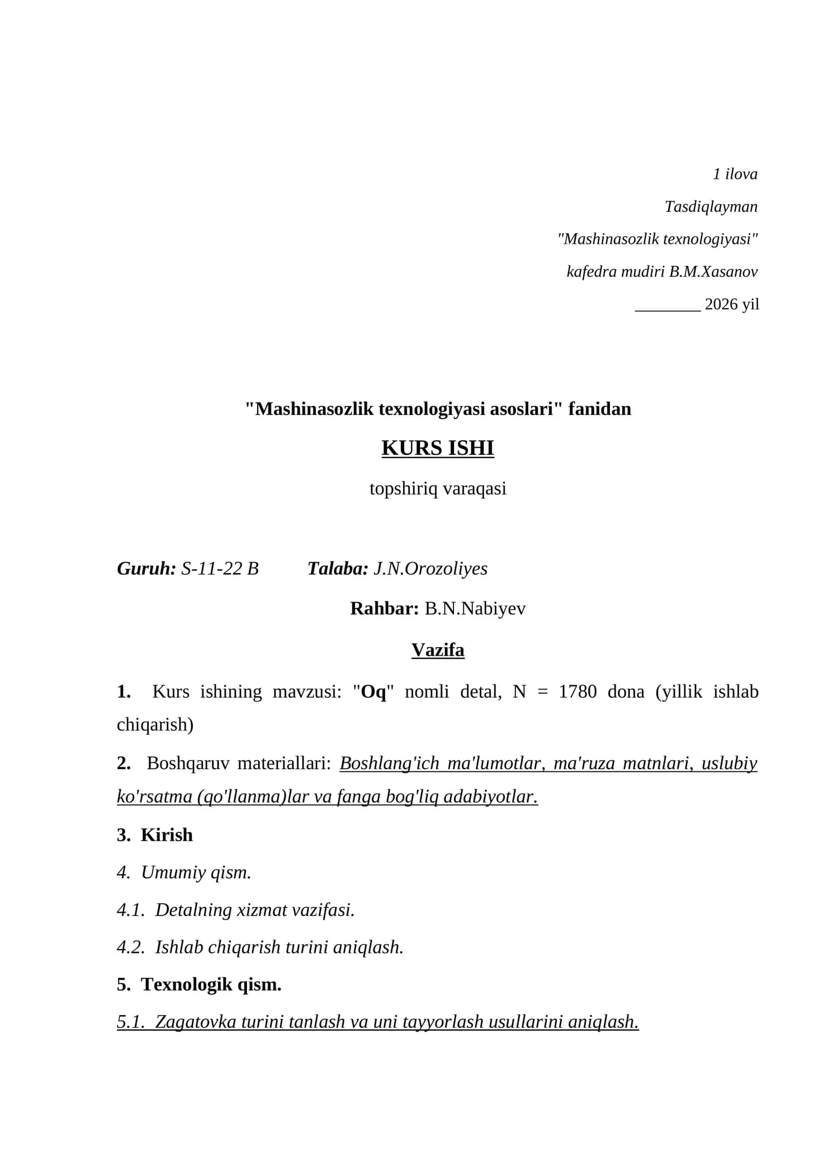 Mashinasozlik texnologiyasi asoslari 1