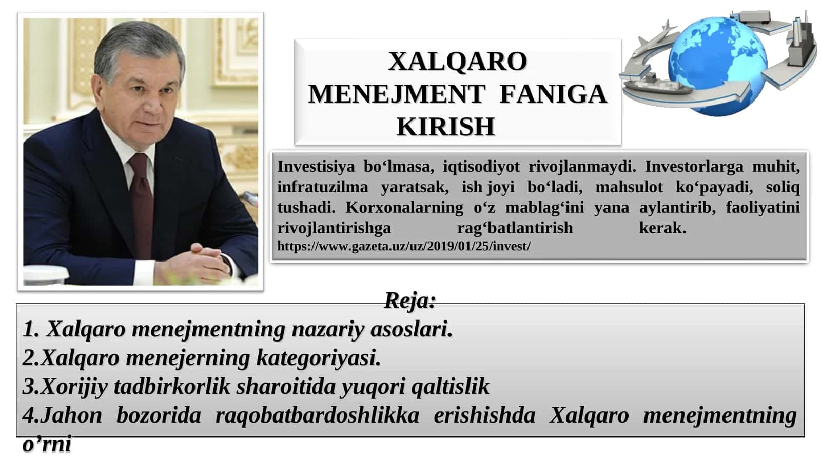 XALQARO MENEJMENT FANIGA KIRISH 1