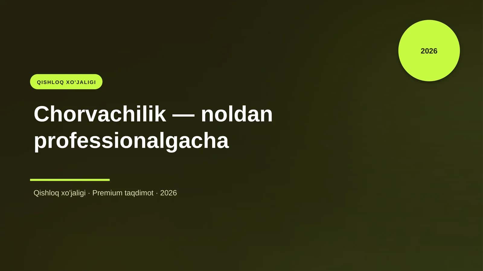 Chorvachilik — noldan professionalgacha 1