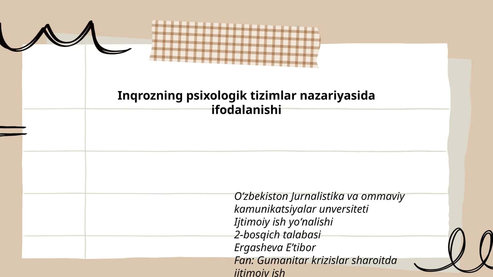 Inqrozning psixologik tizimlar nazariyasida ifodalanishi 1