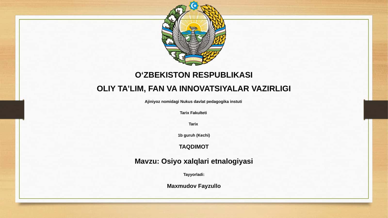 Osiyo xalqlari etnalogiyasi 1