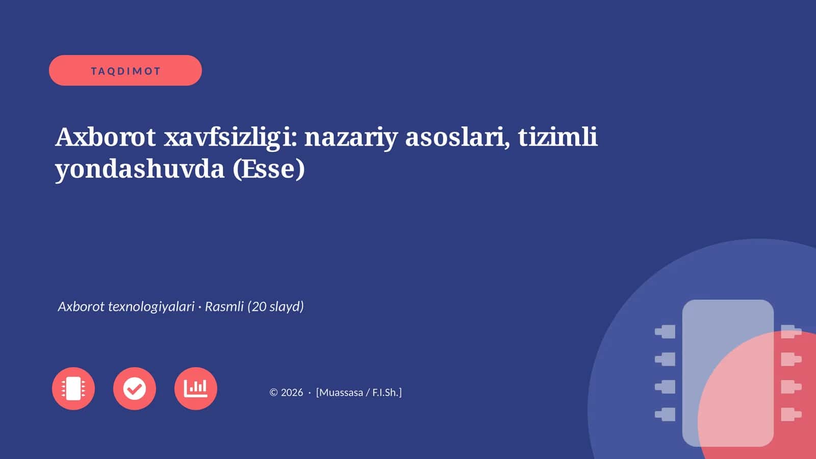 Axborot xavfsizligi: nazariy asoslari, tizimli yondashuvda (Esse) 1