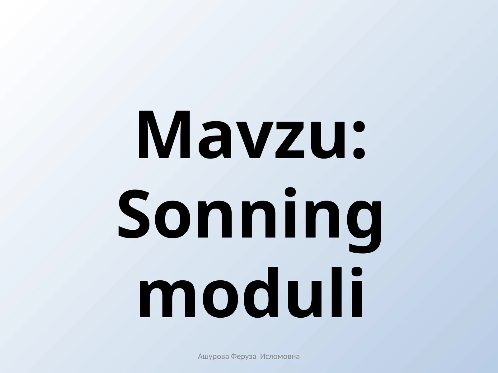 Sonning moduli 1
