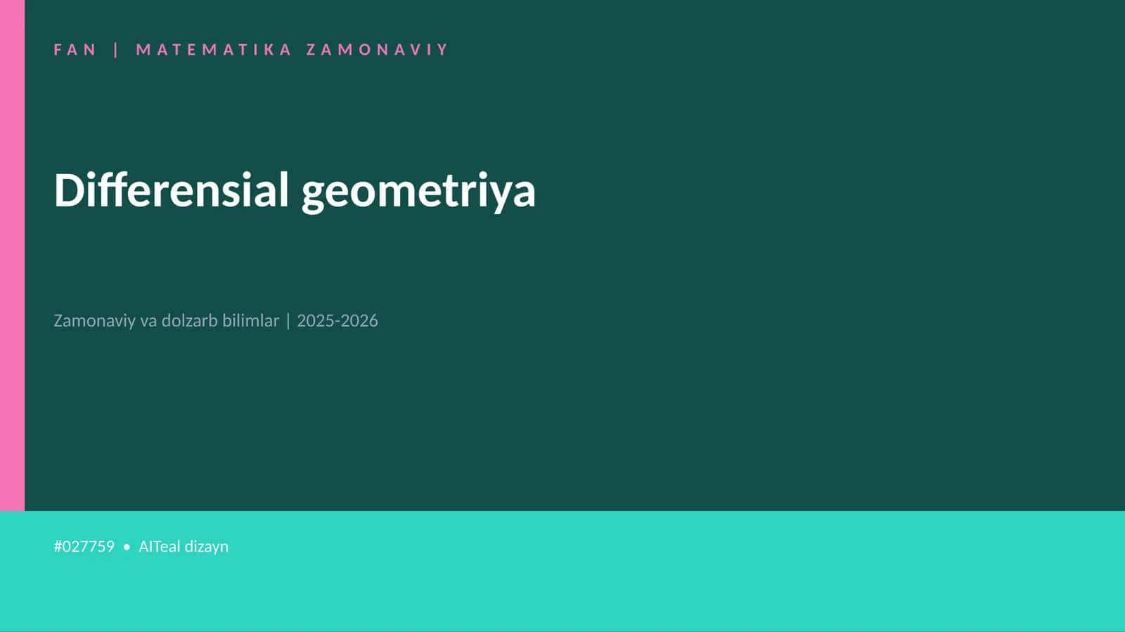Differensial geometriya 1