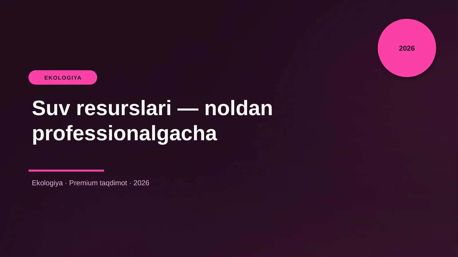 Suv resurslari — noldan professionalgacha 1