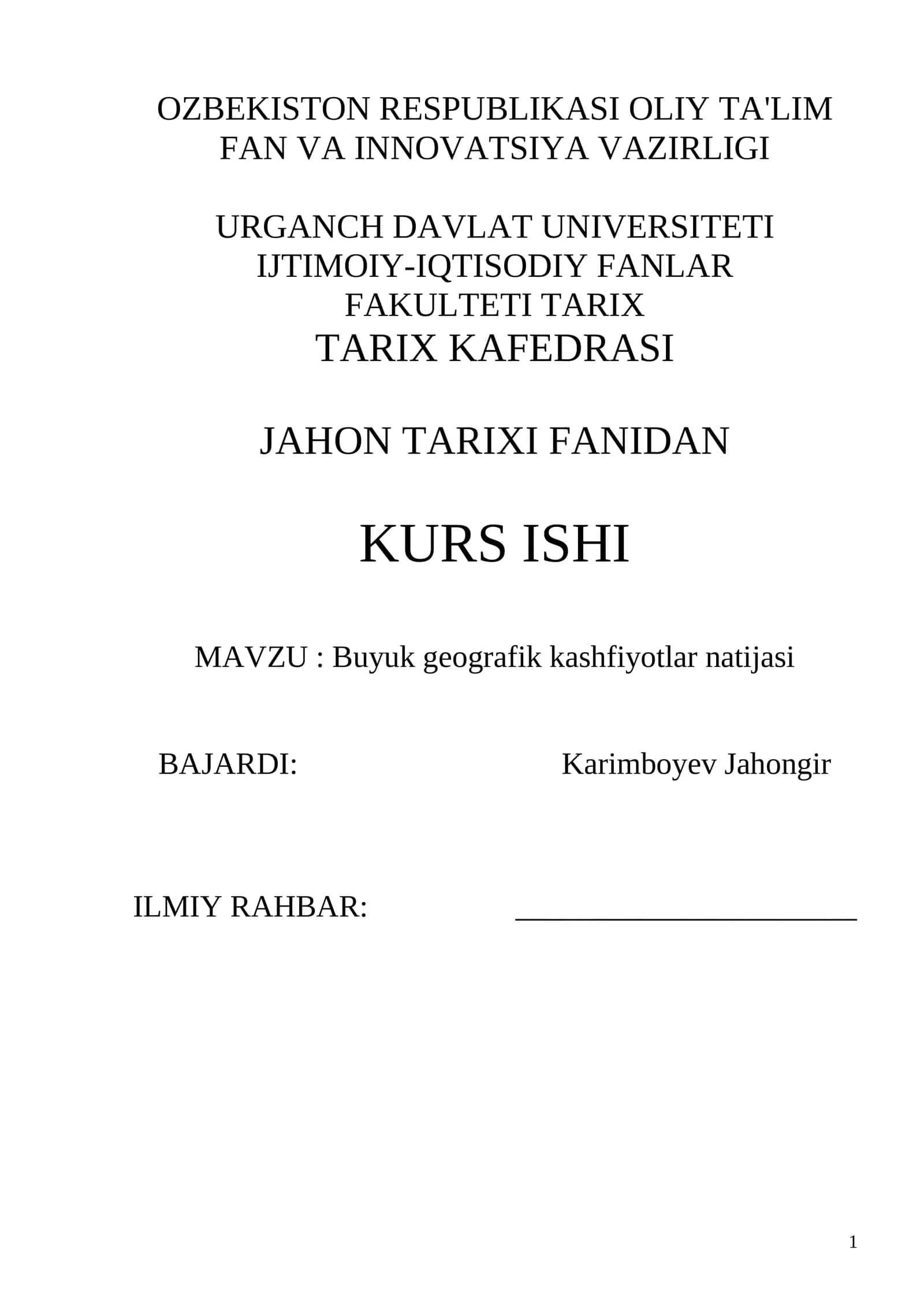 Buyuk geografik kashfiyotlar natijasi 1