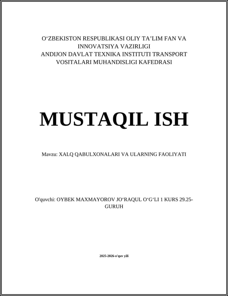 Xalq qabulxonalarining maqsadi va vazifalari 1