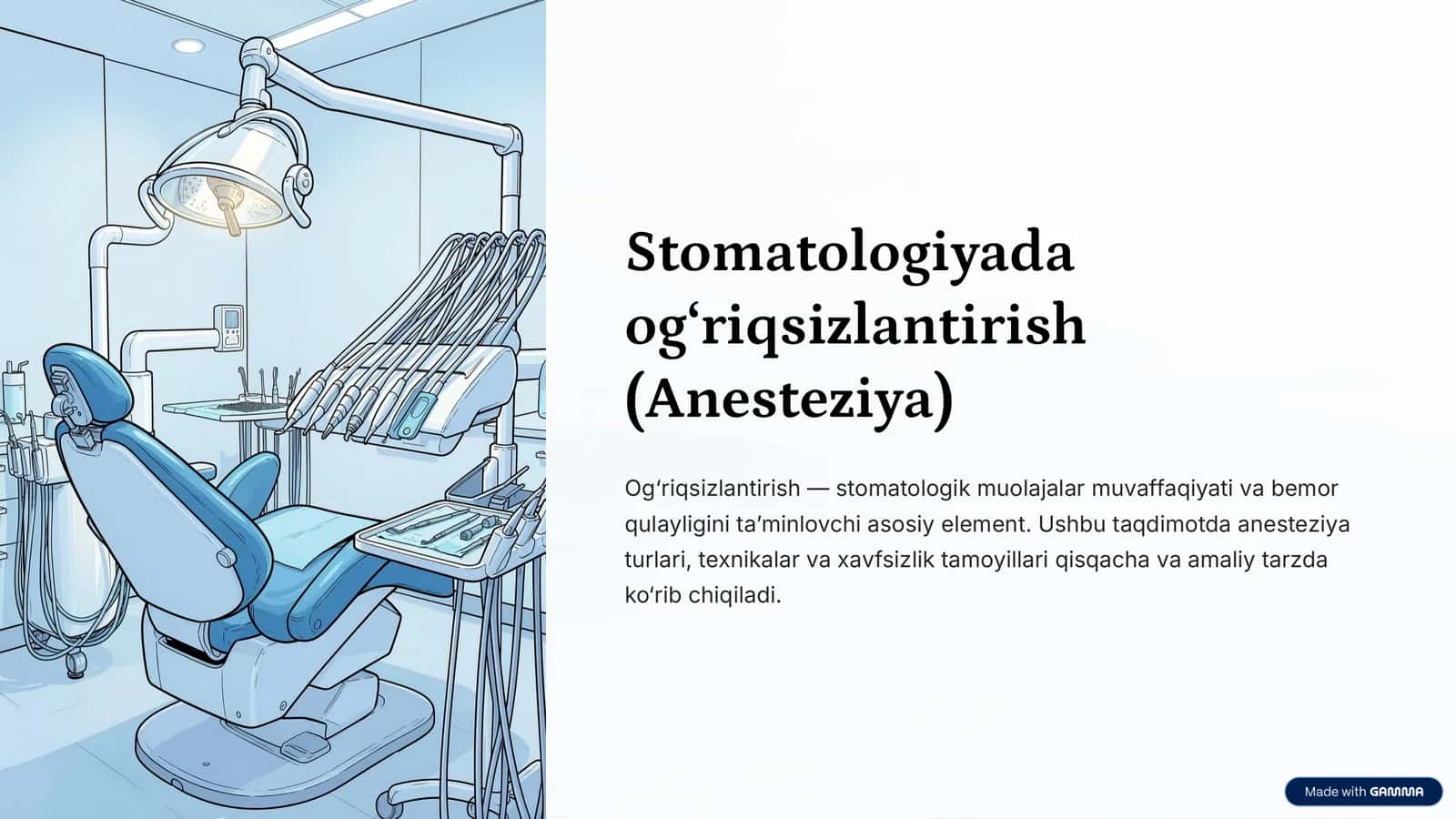 Og‘riqsizlantirish (Anesteziya) 1