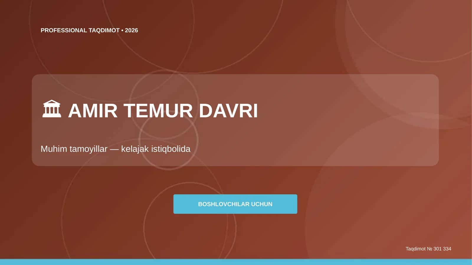 Amir Temur davri: muhim tamoyillar (kelajak istiqbolida) [boshlovchilar uchun] 1