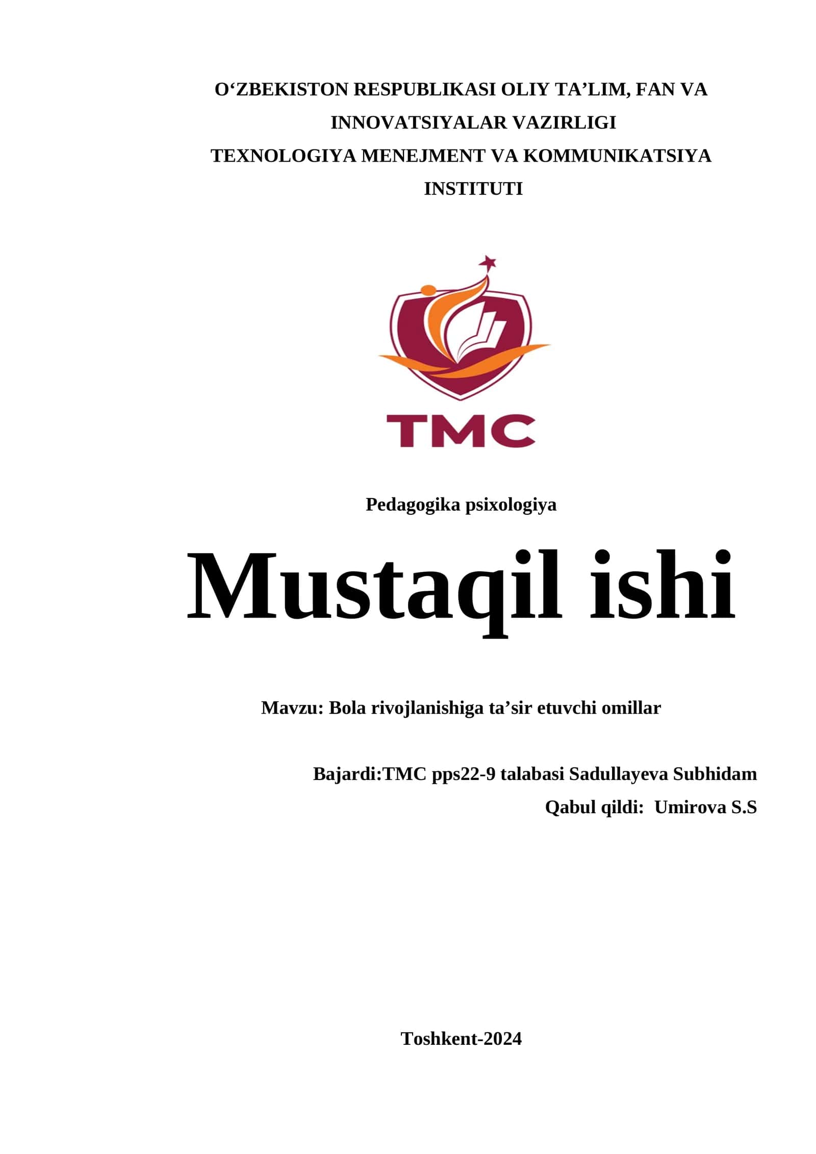 Bola Rivojlanishiga Ta'sir Etuvchi Omillar 1