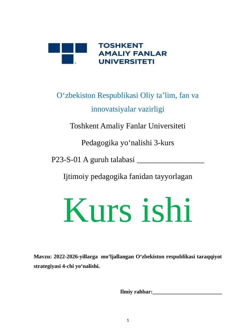 2022-2026-yillarga  moʻljallangan Oʻzbekiston respublikasi taraqqiyot strategiyasi 4-chi yoʻnalishi 1