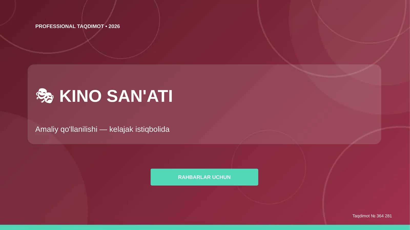 Kino san'ati: amaliy qo'llanilishi (kelajak istiqbolida) [rahbarlar uchun] 1