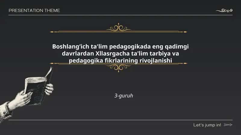 Boshlang‘ich ta'lim pedagogikada eng qadimgi davrlardan Xllasrgacha ta'lim tarbiya va pedagogika fikrlarining rivojlanishi 1