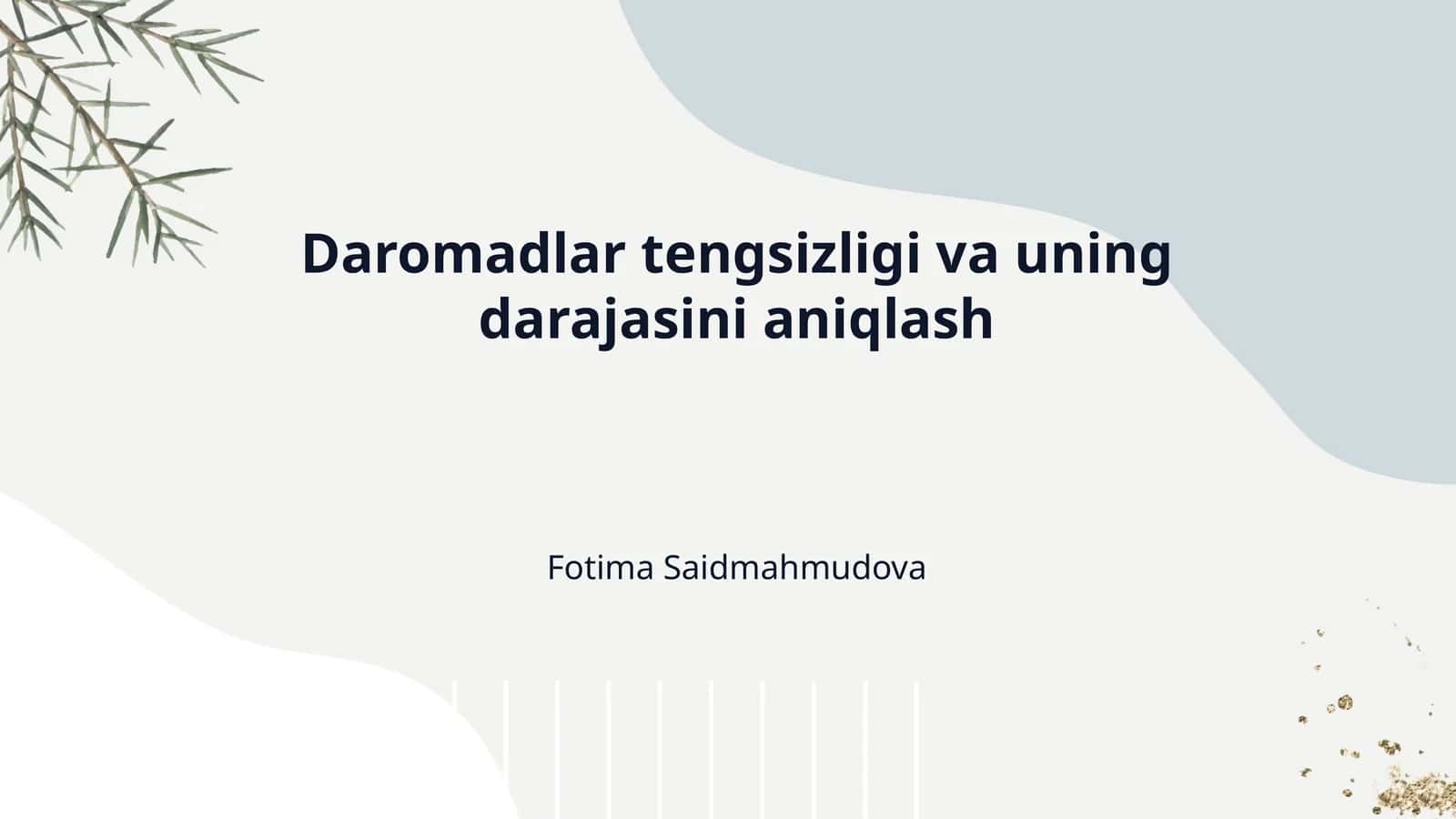 Daromadlar tengsizligi va uning darajasini aniqlash 1