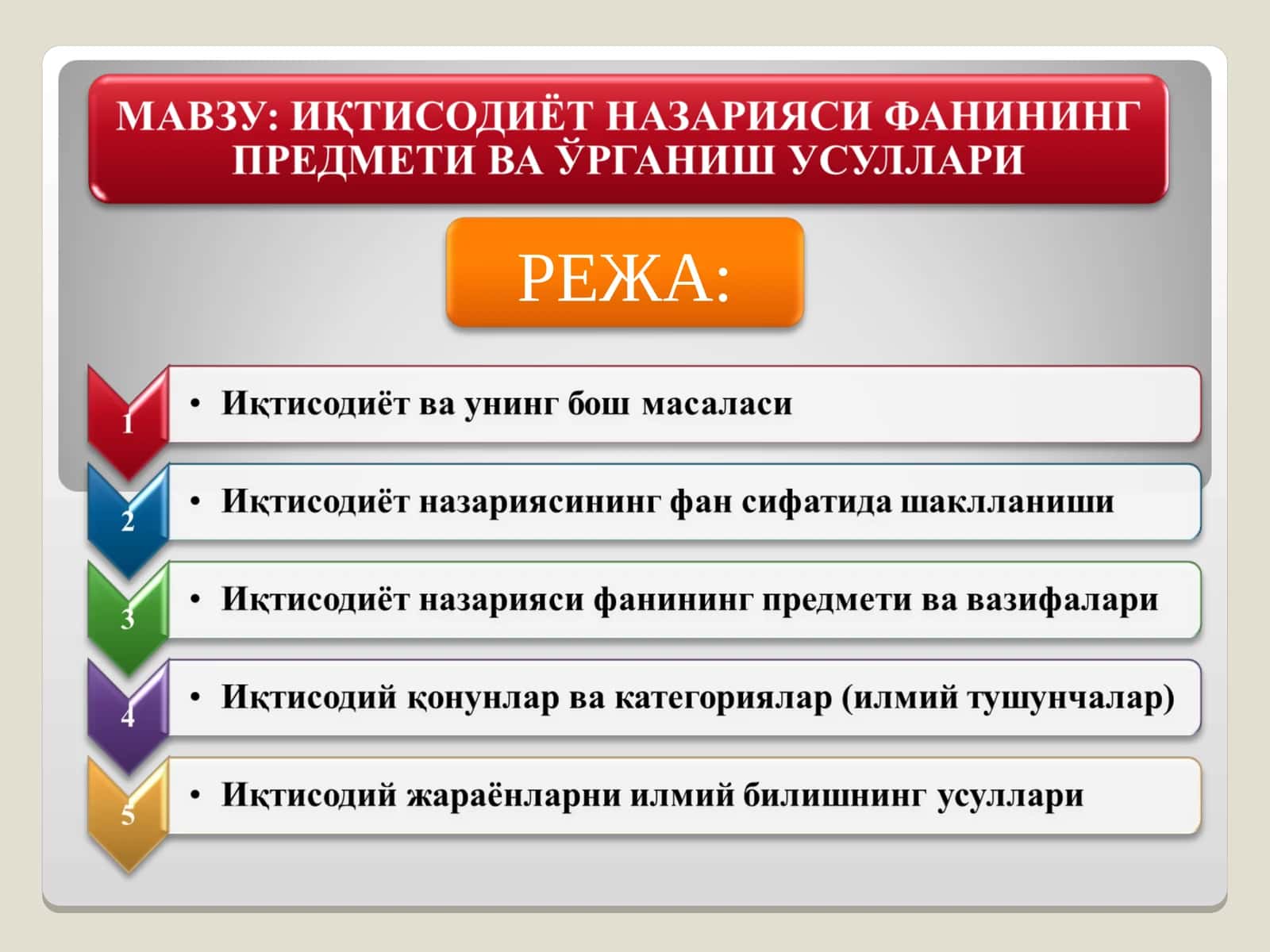 ИҚТИСОДИЁТ НАЗАРИЯСИ ФАНИНИНГ ПРЕДМЕТИ ВА ЎРГАНИШ УСУЛЛАРИ 1