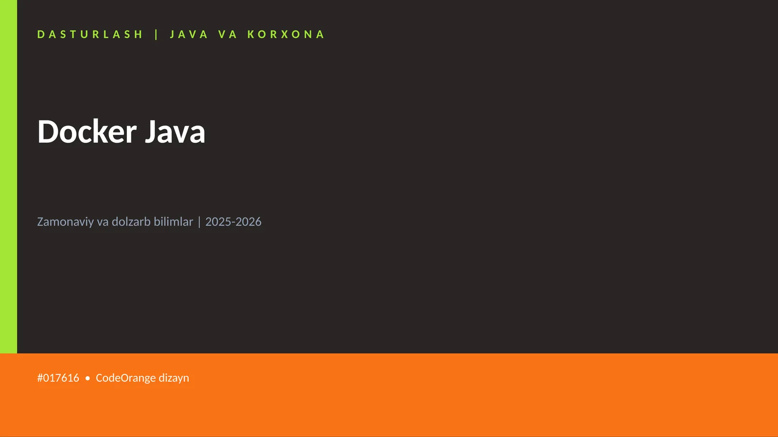 DASTURLASH | JAVA VA KORXONA 1