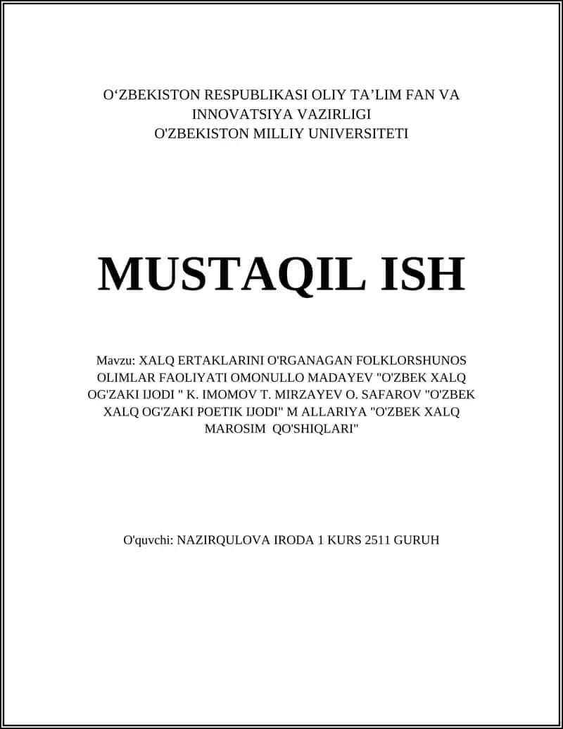 XALQ ERTAKLARINI O'RGANAGAN FOLKLORSHUNOS OLIMLAR FAOLIYATI 1