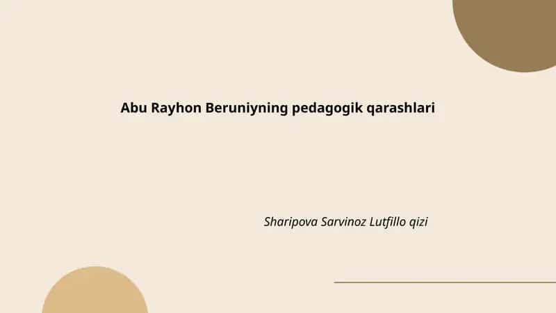 Abu Rayhon Beruniyning pedagogik qarashlari 1