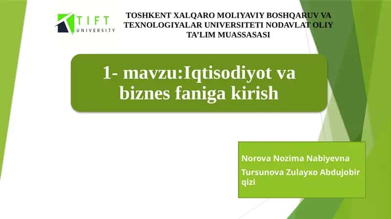 Iqtisodiyot va biznes fanining ta'lim qilish muhimligi 1