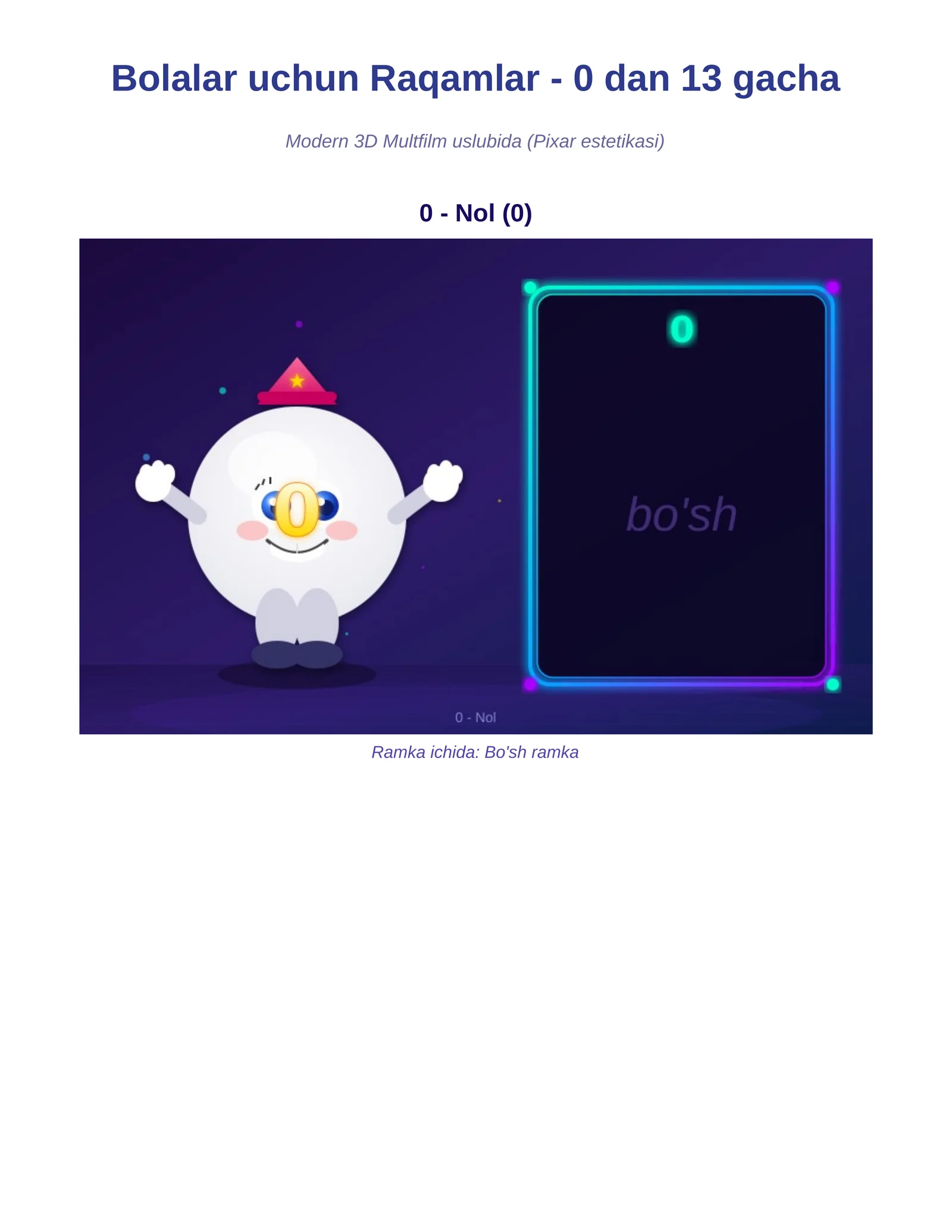 Bolalar uchun Raqamlar - 0 dan 13 gacha 1
