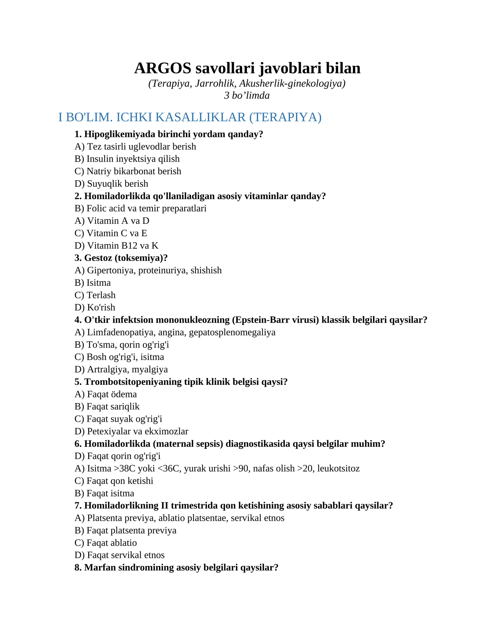 ARGOS savollari javoblari bilan 1