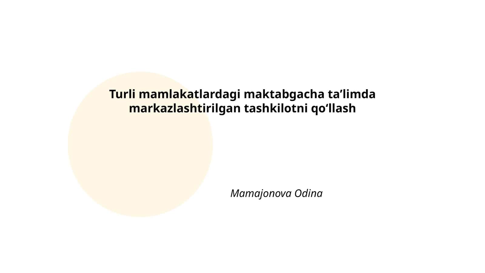 Maktabgacha ta'limda markazlashtirilgan tashkilotlarga oid matnlar 1