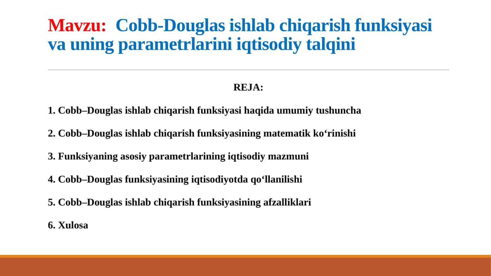 Cobb-Douglas ishlabchiqarish funksiyasi 1