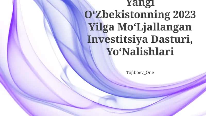 Yangi OʻZbekistonning 2023 Yilga MoʻLjallangan Investitsiya Dasturi, YoʻNalishlari 1
