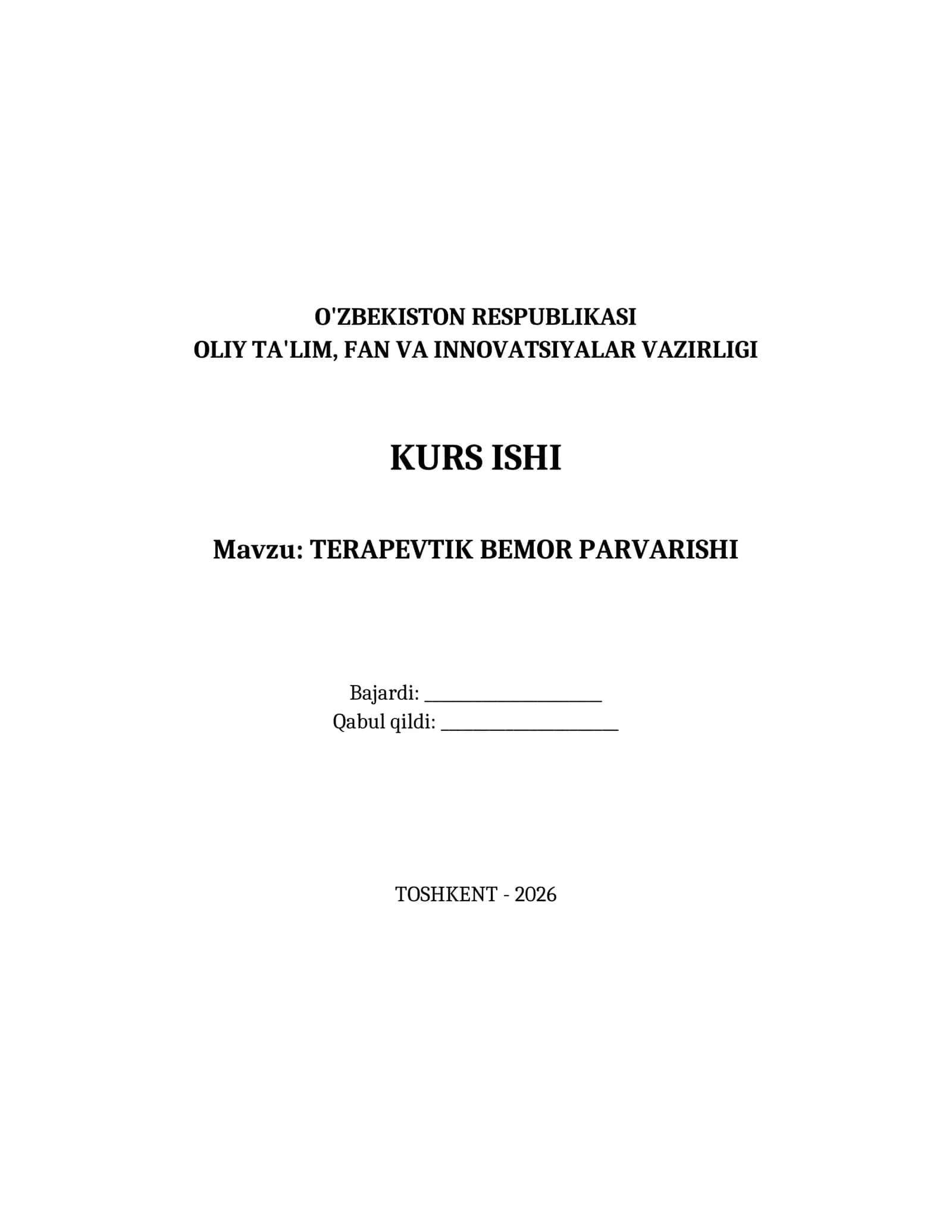 TERAPEVTIK BEMOR PARVARISHI 1