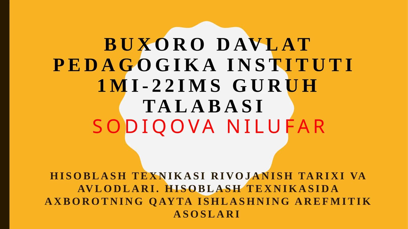Hisoblashtexnikasi rivojanishtarixi va avlodlari 1