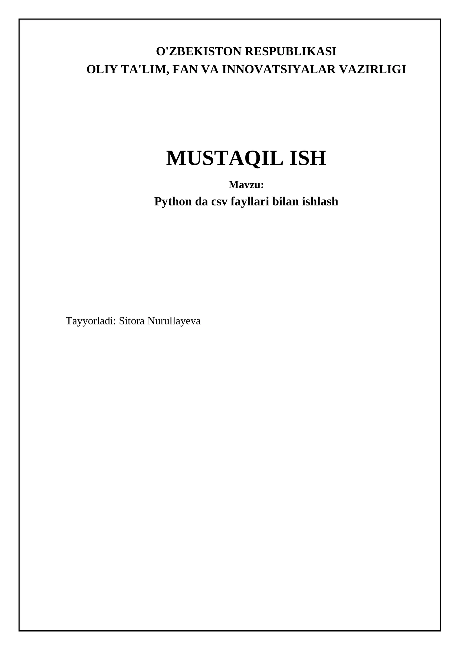Python da csv fayllari bilan ishlash 1