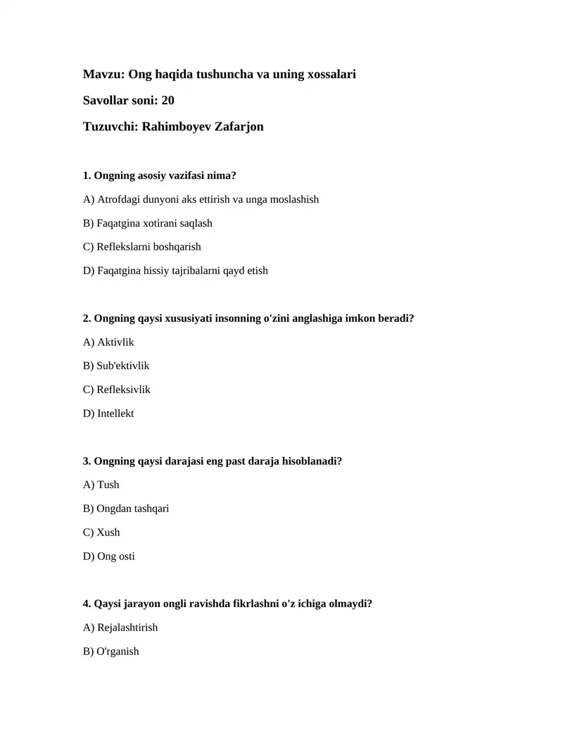 Ong haqida tushuncha va uning xossalari 1