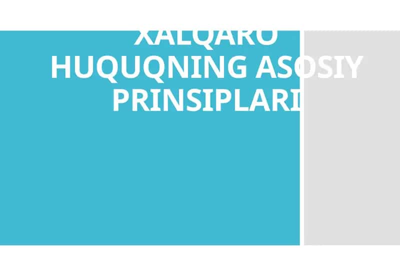 XALQARO HUQUQNING ASOSIY PRINSIPLARI 1